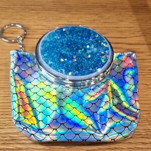 Irredescent Mermaid Pouch & Glitter Compact Mirror